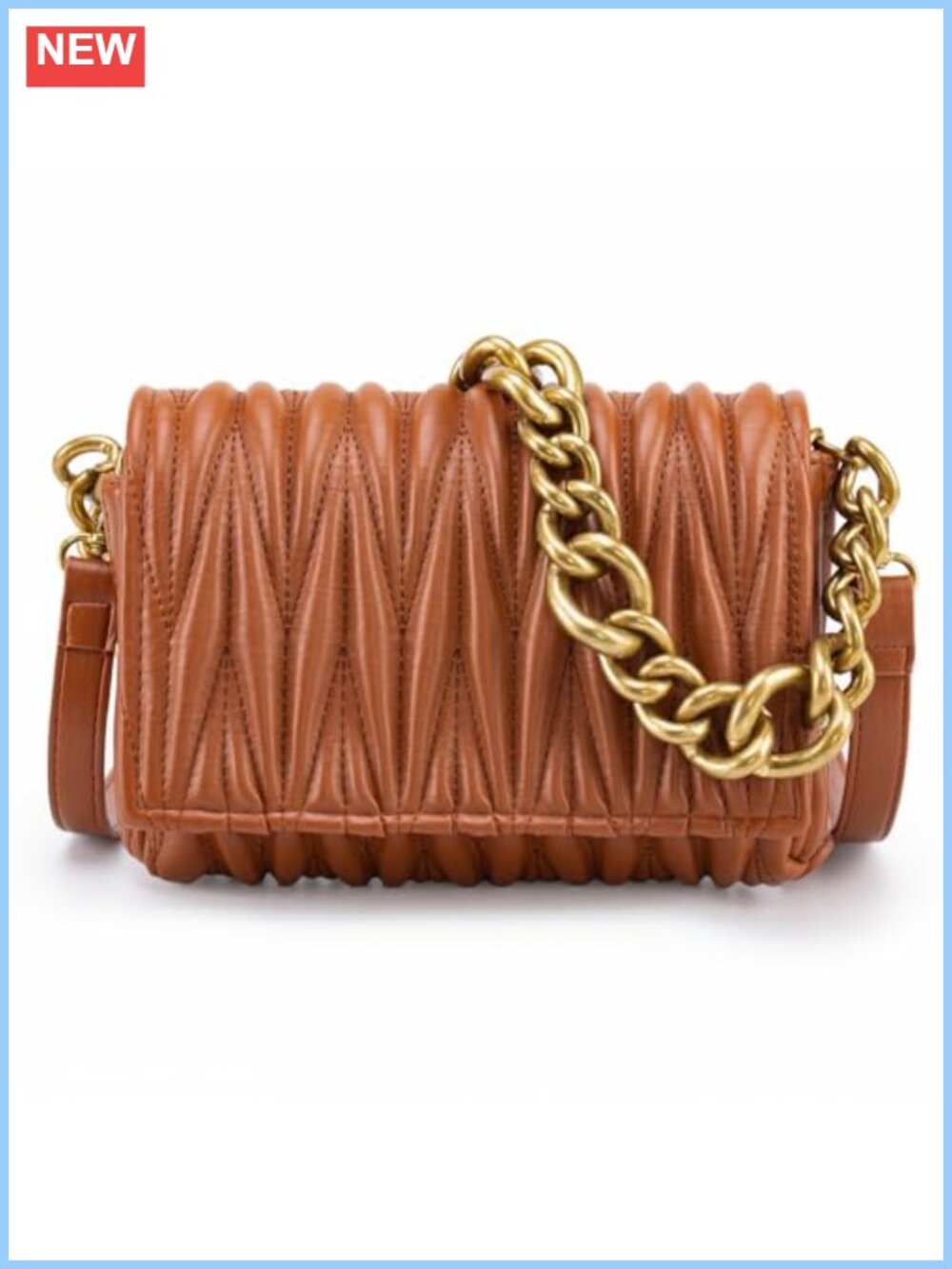Quilted Faux Leather Crossbody Clutch with Chain Strap Small Evening Bag